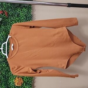 Cognac Brown Long Sleeve Bodysuit By Mango